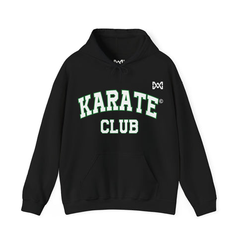 Maxine Unisex Heavy Blend™ Hooded Sweatshirt - Black, 'Karate Club' green border © Maison Maxine