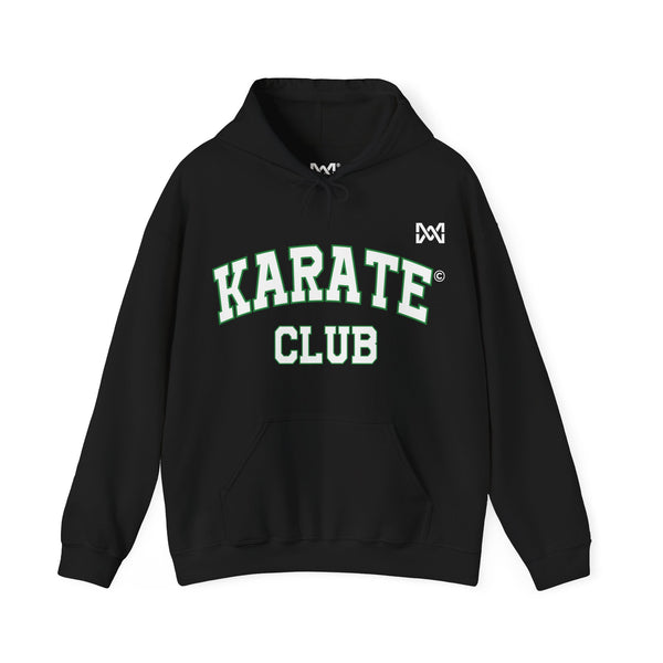 Maxine Unisex Heavy Blend™ Hooded Sweatshirt - Black, 'Karate Club' green border © Maison Maxine