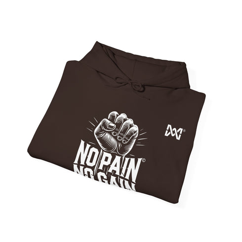 Maxine Unisex Heavy Blend™ Hooded Sweatshirt - Dark Chocolate, 'No Pain, No Gain' © by Maison Maxine