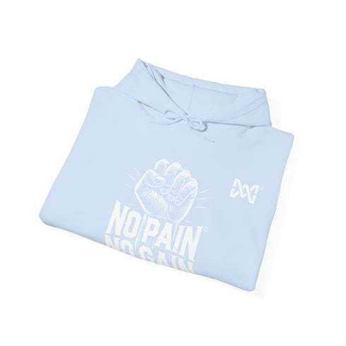 Maxine Unisex Heavy Blend™ Hooded Sweatshirt - Light Blue, 'No Pain, No Gain' © Maison Maxine