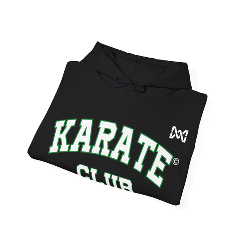 Maxine Unisex Heavy Blend™ Hooded Sweatshirt - Black, 'Karate Club' green border © Maison Maxine