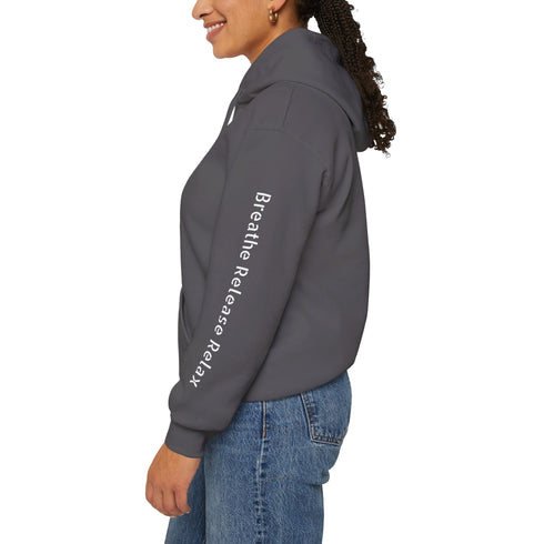 Maxine Unisex Heavy Blend™ Hooded Sweatshirt - Charcoal, 'Breathe Release Relax'