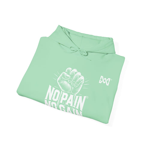 Maxine Unisex Heavy Blend™ Hooded Sweatshirt, Mint Green - 'No Pain, No Gain' Design © Maison Maxine