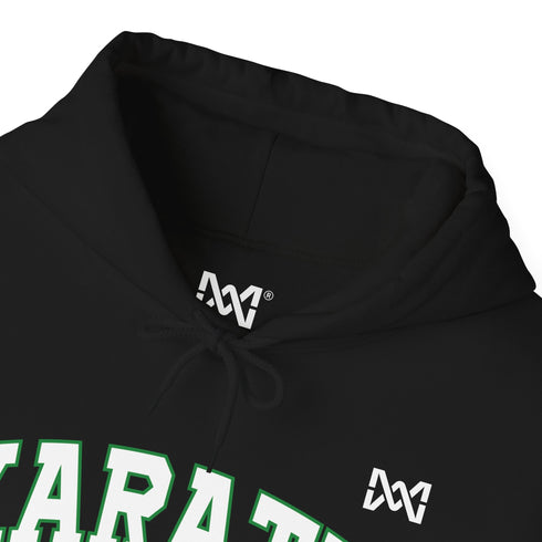 Maxine Unisex Heavy Blend™ Hooded Sweatshirt - Black, 'Karate Club' green border © Maison Maxine