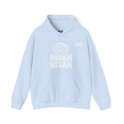 Maxine Unisex Heavy Blend™ Hooded Sweatshirt - Light Blue, 'No Pain, No Gain' © Maison Maxine