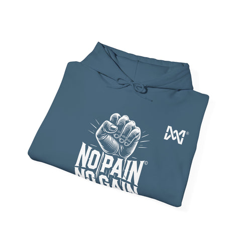 Maxine Unisex Heavy Blend™ Hooded Sweatshirt - Indigo Blue, 'No Pain, No Gain' © Maison Maxine