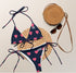 Maxine recycled fabric string bikini - black with pink heart