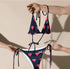 Maxine recycled fabric string bikini - black with pink heart