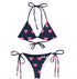 Maxine recycled fabric string bikini - black with pink heart